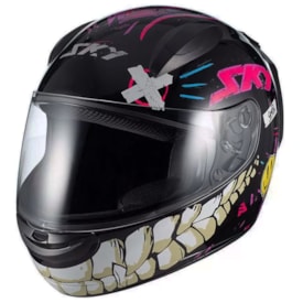 Capacete Sky Two Chaos Preto Rosa