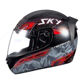 Segunda imagem do produto Capacete Sky Two Cyber Snake Fosco Preto Vermelho