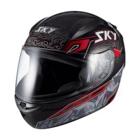 Capacete Sky Two Cyber Snake Fosco Preto Vermelho