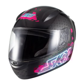Capacete Sky Two Samurai Preto Rosa