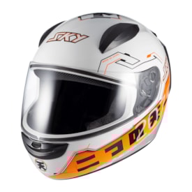 Capacete Sky Two Sorah Branco Laranja