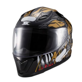 Capacete Texx Hawk Alien Preto Dourado