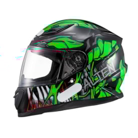 Segunda imagem do produto Capacete Texx Hawk Alien Verde Preto
