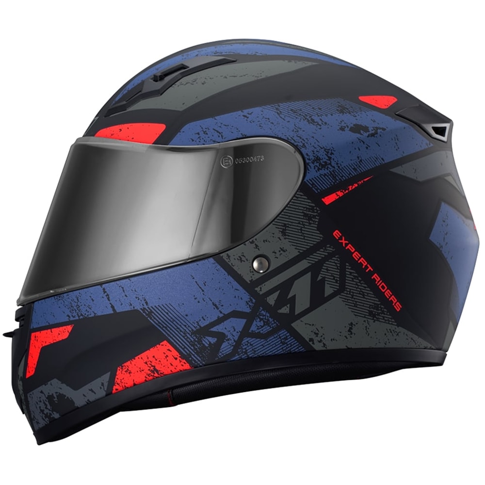 Capacete X11 Fechado Trust Pro Ballads Azul Laranja