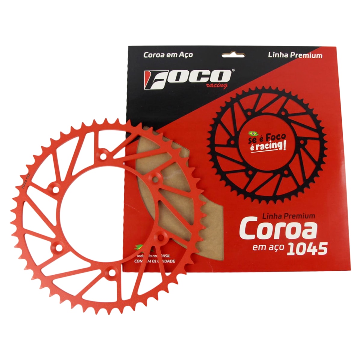 Segunda imagem do produto Coroa de Aço Crf 230 - Crf 250f - Crf 300f Foco Racing Vermelho