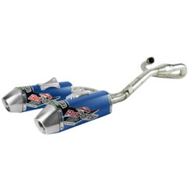 Escapamento Crf 450r 13/14 Duplo Completo Belparts Bhp Azul