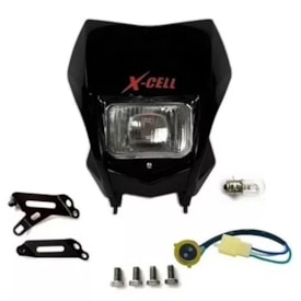 Farol Crf 230 Completo Xcell Preto - Adaptável em Motos Nacionais