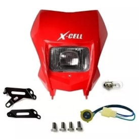 Farol Crf 230 Completo Xcell Vermelho - Adaptável em Motos Nacionais