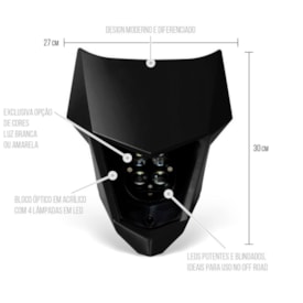 Segunda imagem do produto Farol Crf 230 - Crf 250f Led Biker Preto