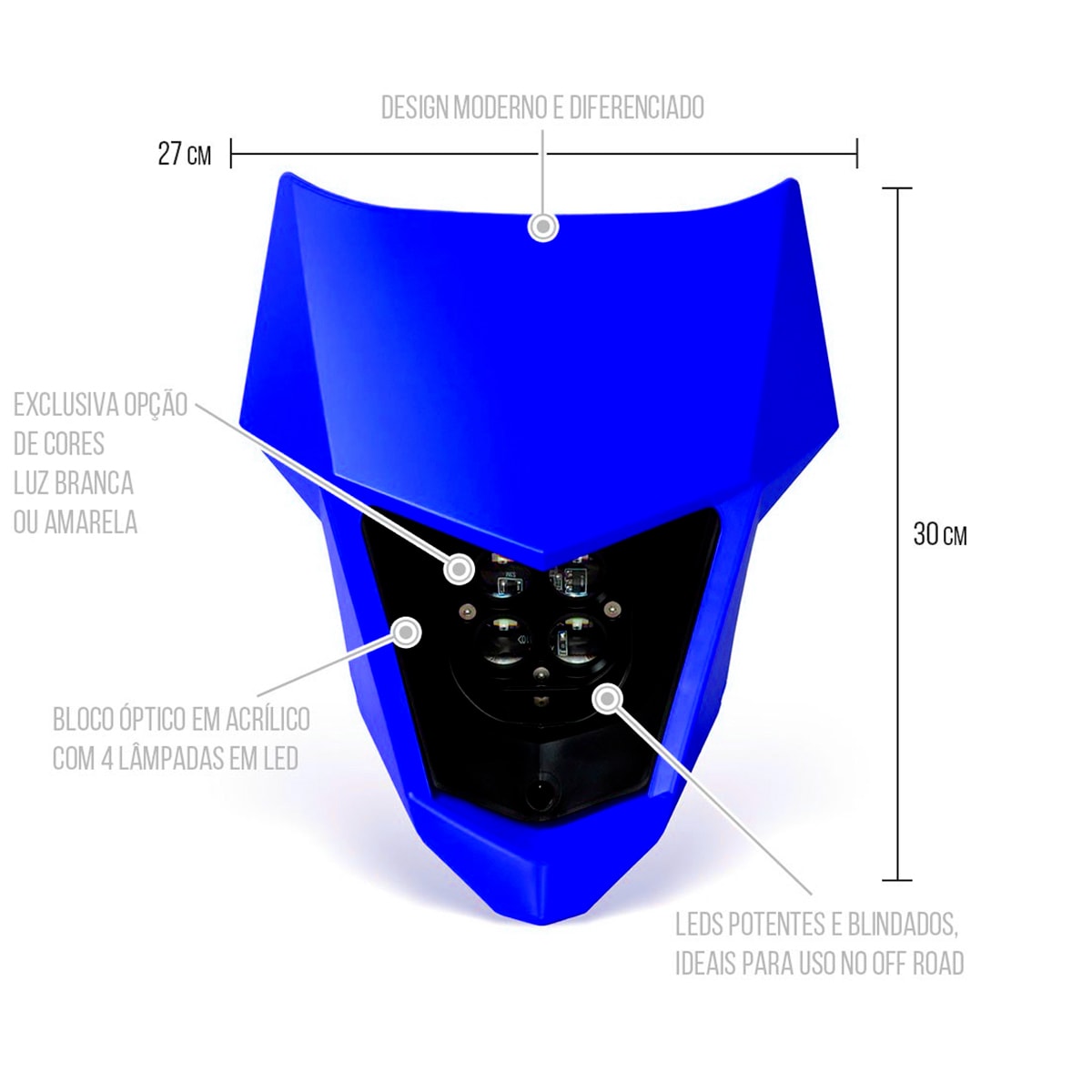 Segunda imagem do produto Farol Moto de Trilha Universal Led 40w Biker Azul