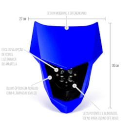 Segunda imagem do produto Farol Moto de Trilha Universal Led 40w Biker Azul