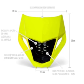 Segunda imagem do produto Farol Mxf 250 300 Ts Tsx Led Biker Amarelo Fluor
