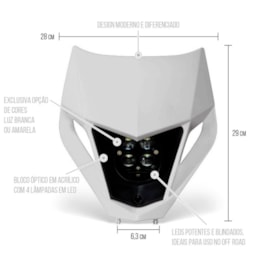 Segunda imagem do produto Farol Mxf 250 300 Ts Tsx Led Biker Branco