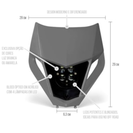 Segunda imagem do produto Farol Mxf 250 300 Ts Tsx Led Biker Cinza