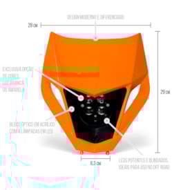 Segunda imagem do produto Farol Mxf 250 300 Ts Tsx Led Biker Laranja