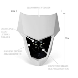 Segunda imagem do produto Farol Tornado - Xr 200 - Ttr 230 Led Biker Branco