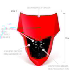 Segunda imagem do produto Farol Tornado - Xr 200 - Ttr 230 Led Biker Vermelho