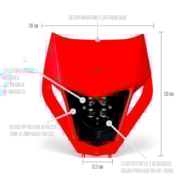 Segunda imagem do produto Farol Universal Para Moto de Trilha Led 40w Biker Vermelho
