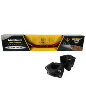 Segunda imagem do produto Guidão Oxxy Alto Vermelho Super Fat Bar 32mm + Adaptador