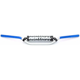 Guidão Renthal 7/8 Crossbar 22mm Alto 764 Jimmy Button Prata Azul
