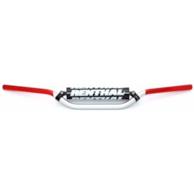 Guidão Renthal 7/8 Crossbar 22mm Médio 971 Ricky Carmichael Prata Vermelho