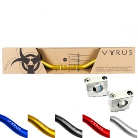 Segunda imagem do produto Guidão Vyrus Fat Bar 28mm Alto com Adaptador Dourado
