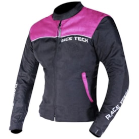 Jaqueta Feminina Race Tech Fast Impermeável Preto Rosa