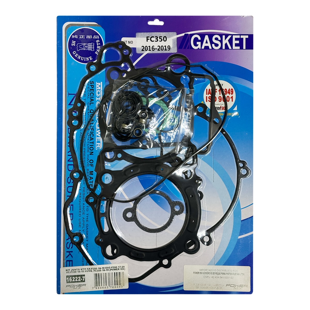 Junta Kit Completo Ktm 350 Sxf 16/18 - 350 Excf 17/19 Power Mx com Borrachas
