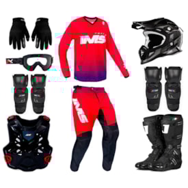 Kit Equipamento Ims Jett Amx - 9 Itens Trilha Motocross