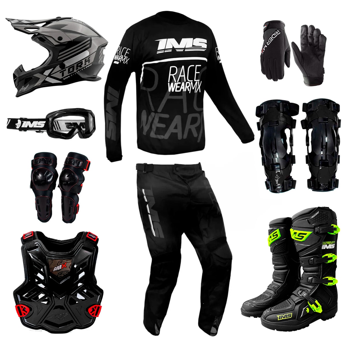 ツアー支給品 GHOST TOUR Black MonteCarlo PROTO Kit Equipamento Trilha Motocross 2025 Ims Amx Protork Completo
