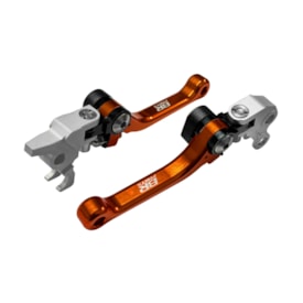 Segunda imagem do produto Kit Manete Ktm 150 250 300 350 450 Exc Excf 05/13 Retrátil Br Parts 2 Way Laranja
