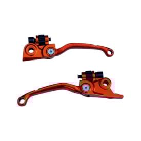 Segunda imagem do produto Kit Manete Ktm 150 250 300 350 450 Exc Excf 14/25 Retrátil Original Laranja