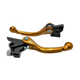 Segunda imagem do produto Kit Manete Ktm 150 250 300 350 450 Exc Excf 14/26 Retrátil Amx P1 Laranja Golden