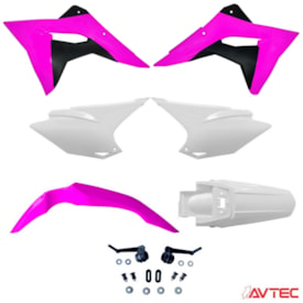 Kit Plástico CRF 230 AvTec PRO Rosa Branco