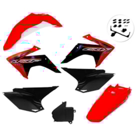 Kit Plástico Crf 230 com Adesivo Amx Vermelho Preto