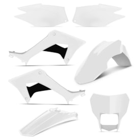 Kit Plástico Crf 250f Protork Branco com Carenagem de Farol