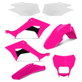 Kit Plástico Crf 250f Protork com Carenagem de Farol Rosa
