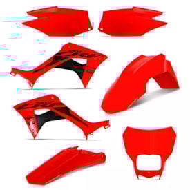 Kit Plástico Crf 250f Protork Vermelho com Carenagem de Farol