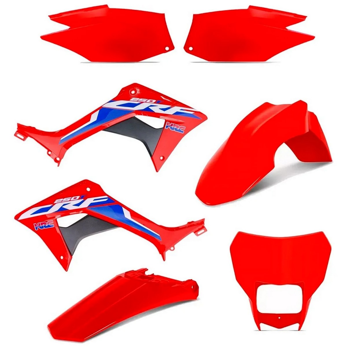 Kit Plástico Crf 250f Protork Vermelho com Carenagem de Farol