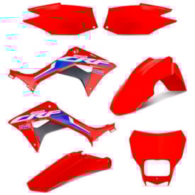 Kit Plástico Crf 250f Protork Vermelho com Carenagem de Farol