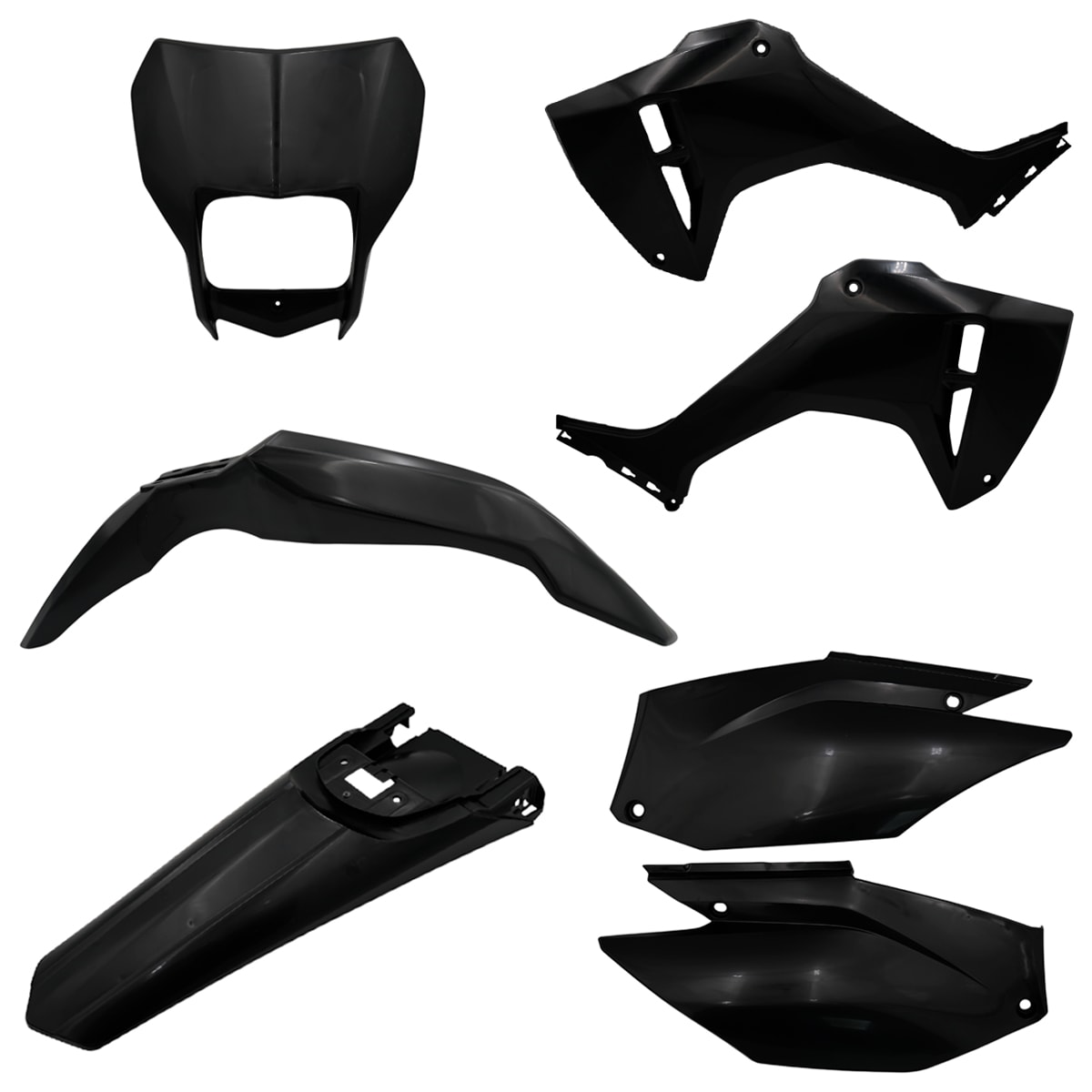 Segunda imagem do produto Kit Plástico Crf 300f Completo Amx com Carenagem Farol Preto