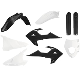 Kit Plástico Gasgas 250 300 350 450 Ec Ecf 18/20 Completo Polisport Preto Branco
