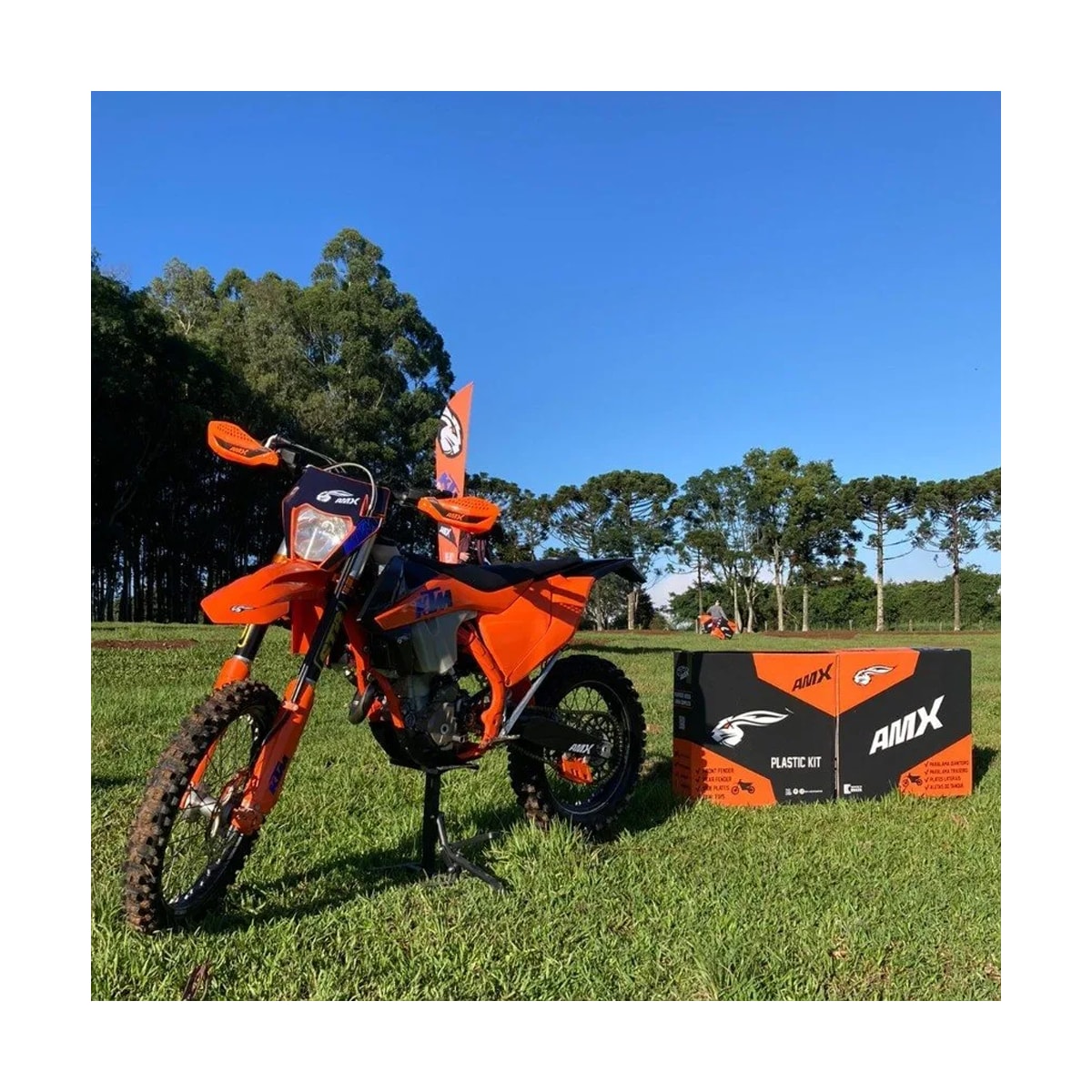 Segunda imagem do produto Kit Plástico Ktm 250 - 350 - 450 Sxf 19/22 Amx Branco Preto