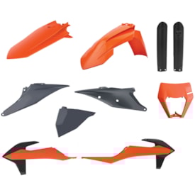 Kit Plástico Ktm Exc 20/22 - Excf 20/22 Completo Polisport Laranja Cinza