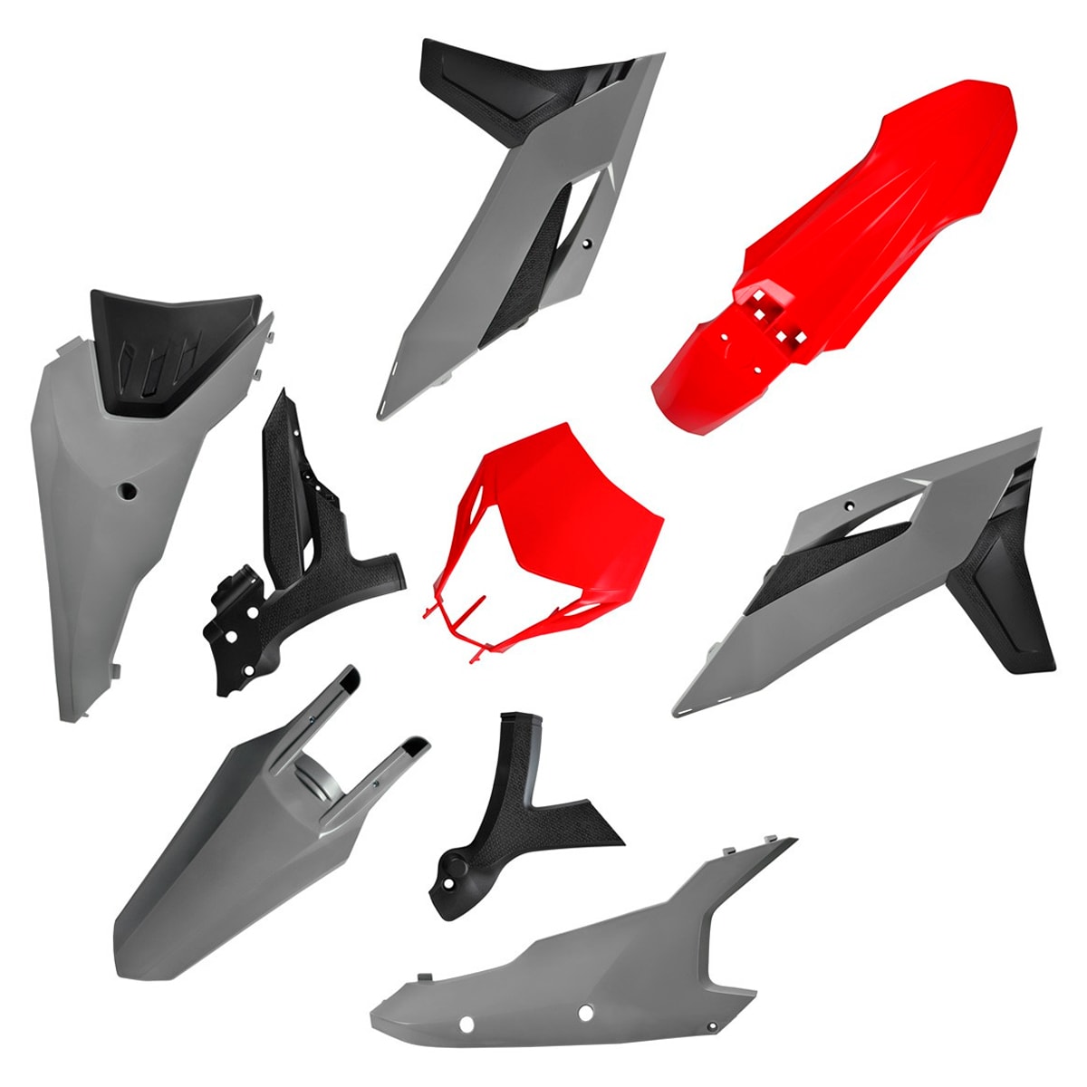 Kit Plástico Mxf 270Fi 2026 Original Biker Cinza Vermelho