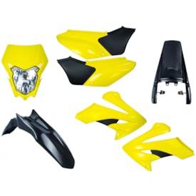Segunda imagem do produto Kit Plástico Tornado Xr 250 com Farol Amx Sport Preto Amarelo