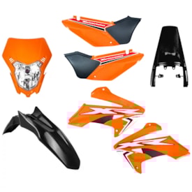 Kit Plástico Tornado Xr 250 com Farol Amx Sport Preto Laranja