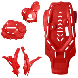 Kit Proteção Crf 230 Amx Defender Motor + Tampas Laterais + Quadro Vermelho