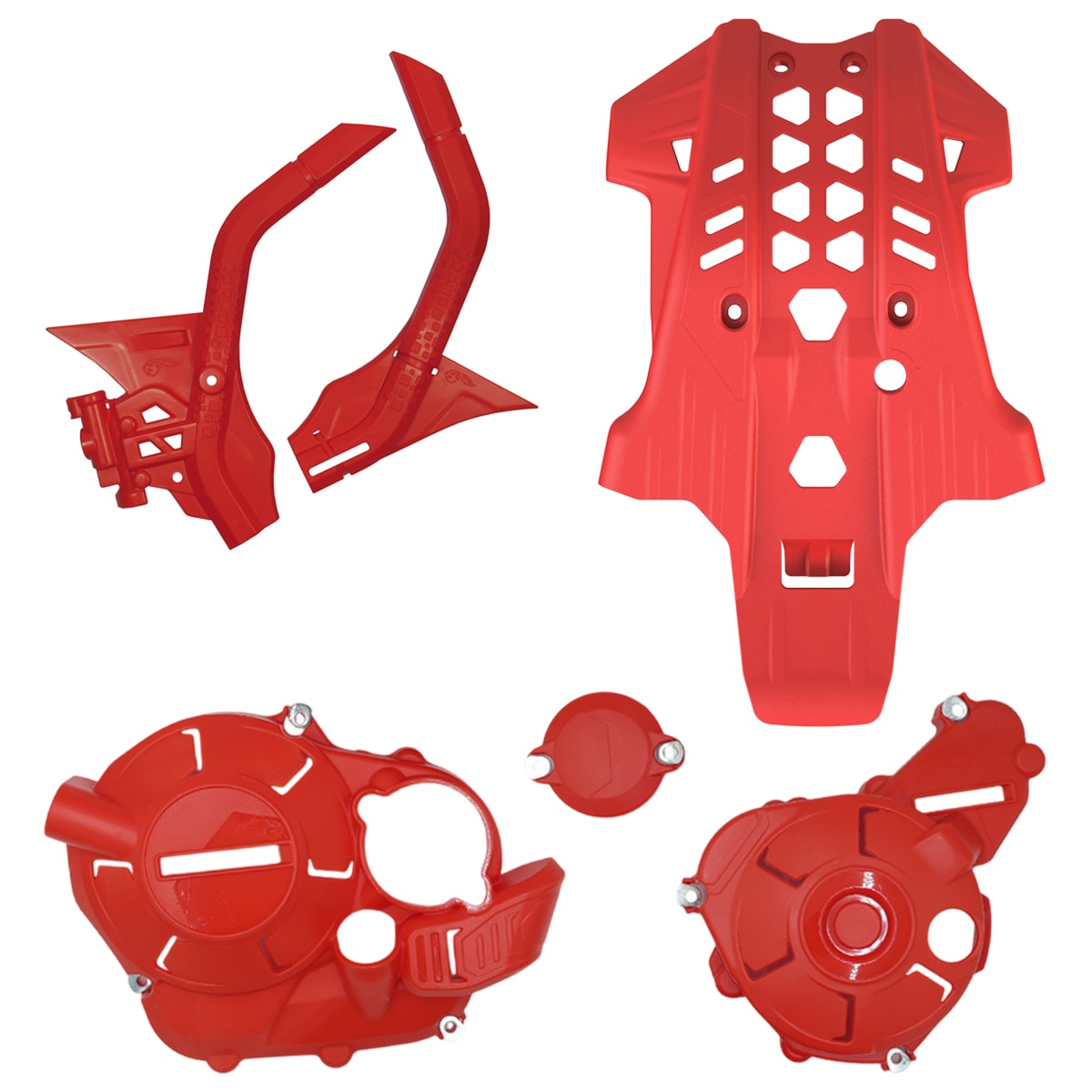 Kit Proteção Crf 300f Amx Motor + Tampas Laterais + Quadro Vermelho