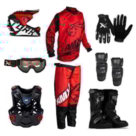 Segunda imagem do produto Kit Roupa Equipamento Infantil Completo Motocross Protork Amx